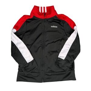 Adidas Toddler Kids Track Jacket‎ Black Red White Colorblock Full Zip 4T